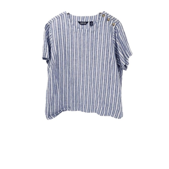 Lands' End Tops - 🌺LANDS END Striped Linen Pullover Oversized Top Shoulder Button Detail Size S🌺